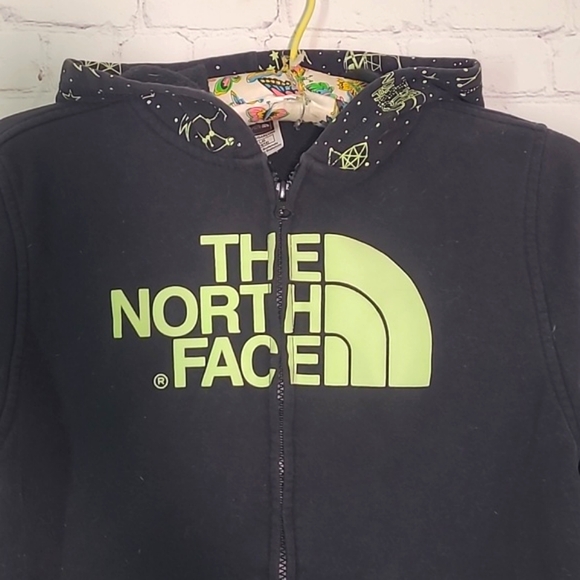 The North Face Glow in The Dark Logo Galaxy Hoodie Sweatshirt Black Youth Sz L - Picture 6 of 17